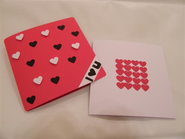 Two sample handmade Valentine's cards.